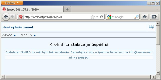 Inicializace Ianseo - hotovo